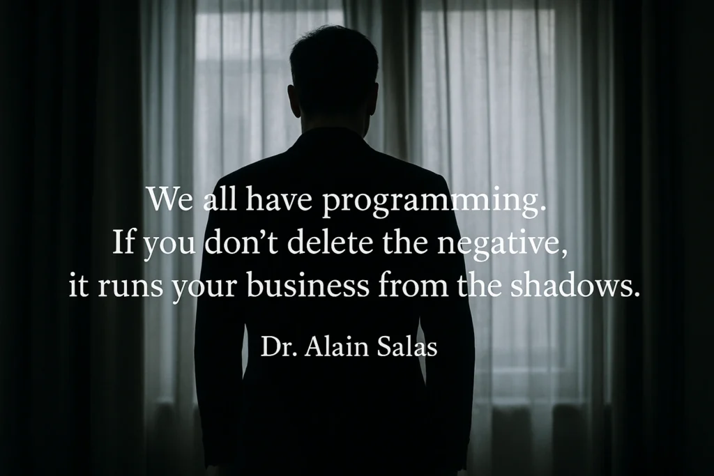 “We all have programming. If you don’t delete the negative, it runs your business from the shadows.” Dr. Alain Salas
