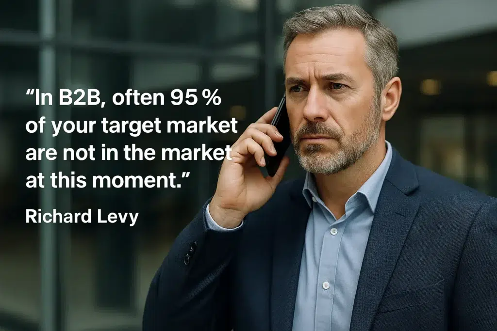 “In B2B, often 95% of your target market are not in the market at this moment.” Richard Levy